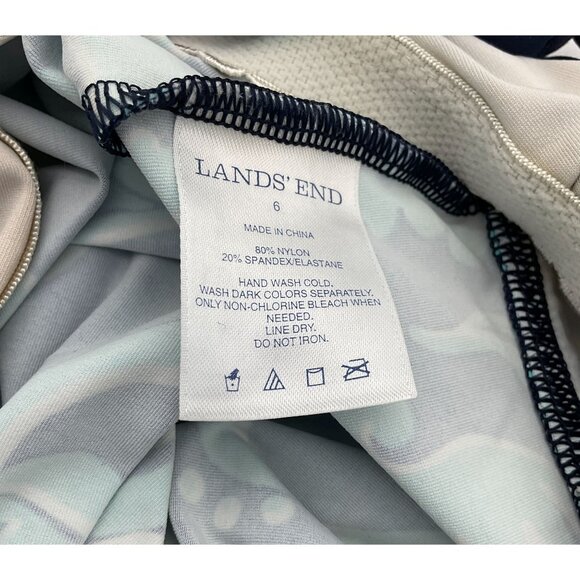 Land's End Underwire Cinch Tie Front Adjustable Strap Blue Floral Tankini 6 - Picture 5 of 7